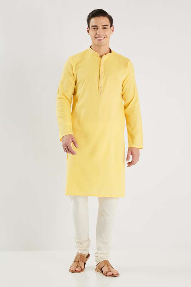 Solid-Cotton-Blend-Regular-Fit-Men-s-Kurta
