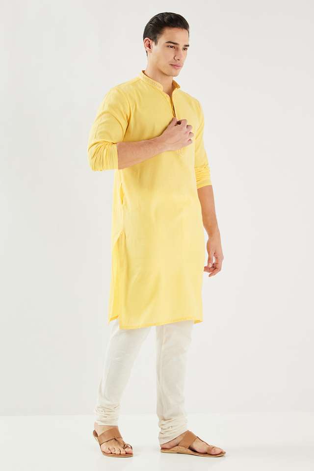 Solid-Cotton-Blend-Regular-Fit-Men-s-Kurta