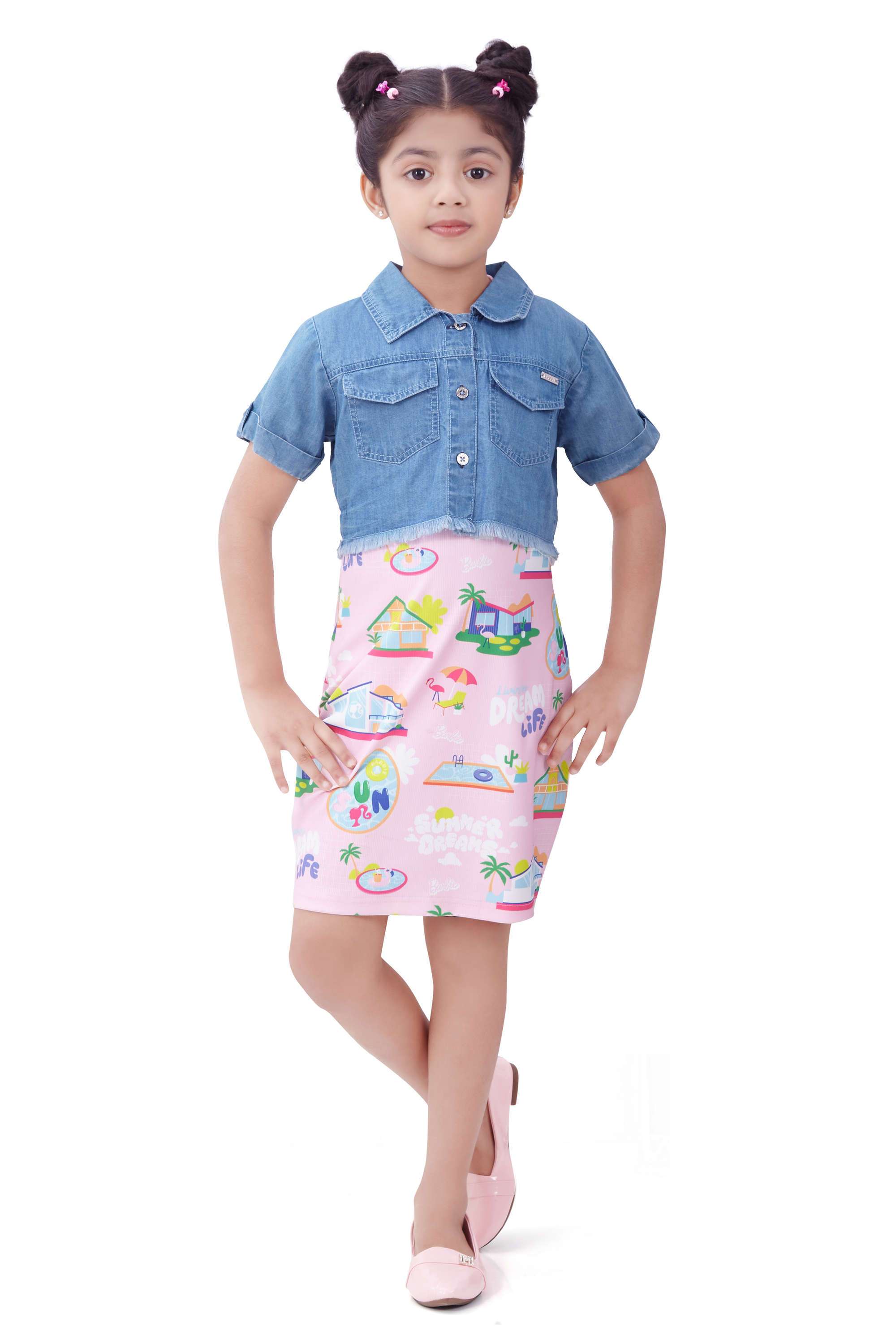 Printed-Polyester-Round-Neck-Girls-Casual-Wear-Dress