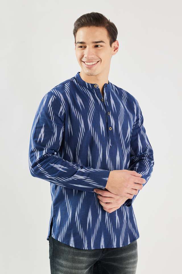 Printed-Cotton-Blend-Regular-Fit-Men-s-Short-Kurta