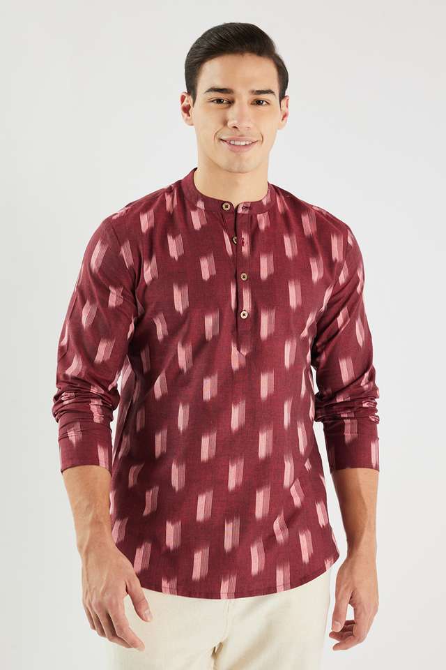 Printed-Cotton-Blend-Regular-Fit-Men-s-Short-Kurta
