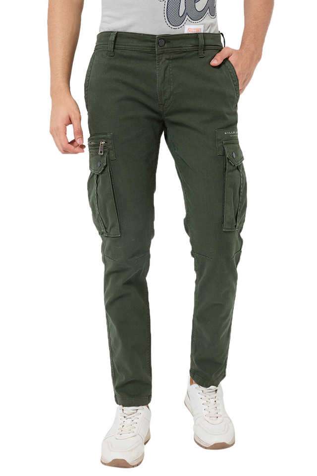 Solid-Cotton-Stretch-Tapered-Fit-Men-s-Casual-Wear-Trousers