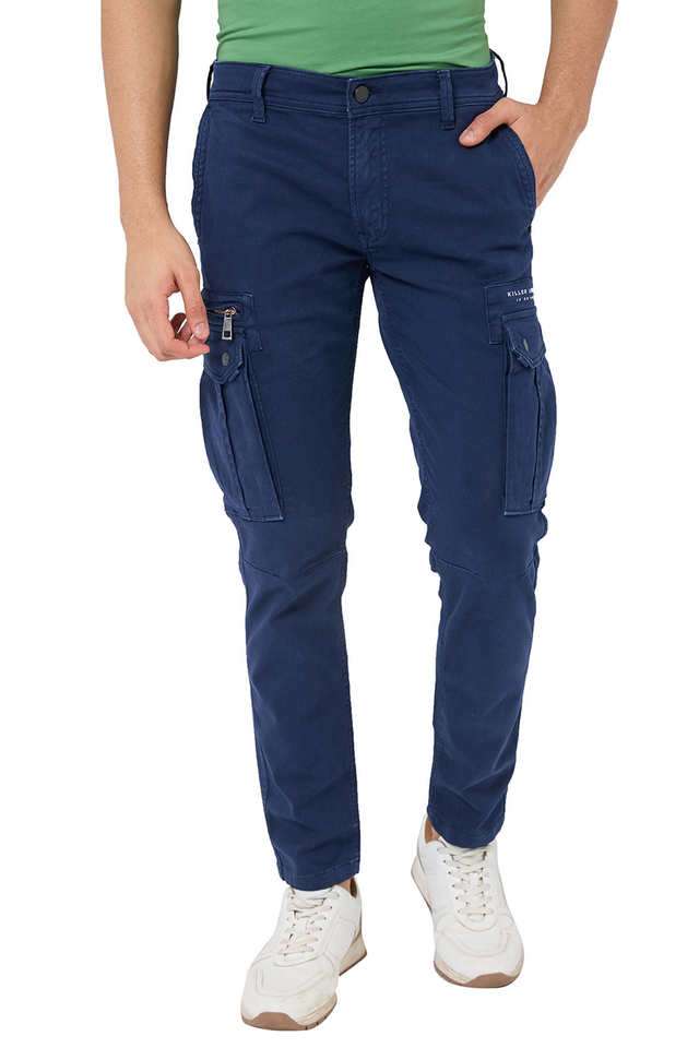 Solid-Cotton-Stretch-Tapered-Fit-Men-s-Casual-Wear-Trousers