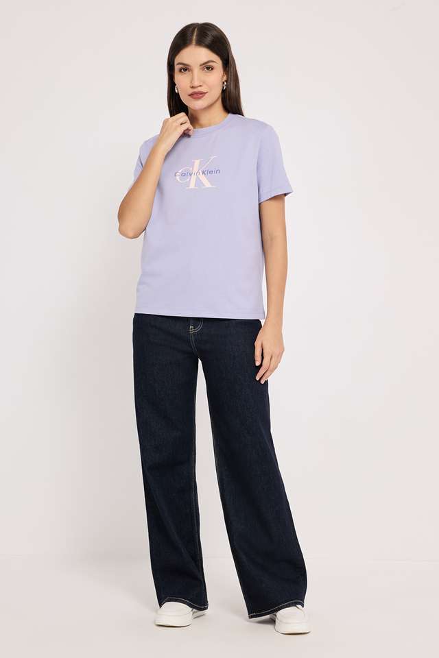 Solid-Cotton-Round-Neck-Women-s-T-Shirt