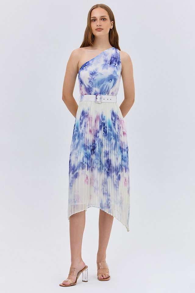 Floral Polyester Asymmetric Women's Midi Dress-image-46