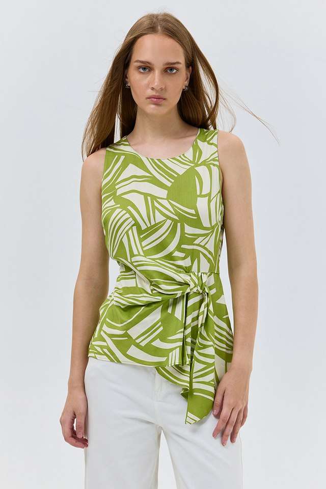 Abstract-Viscose-Round-Neck-Women-Top