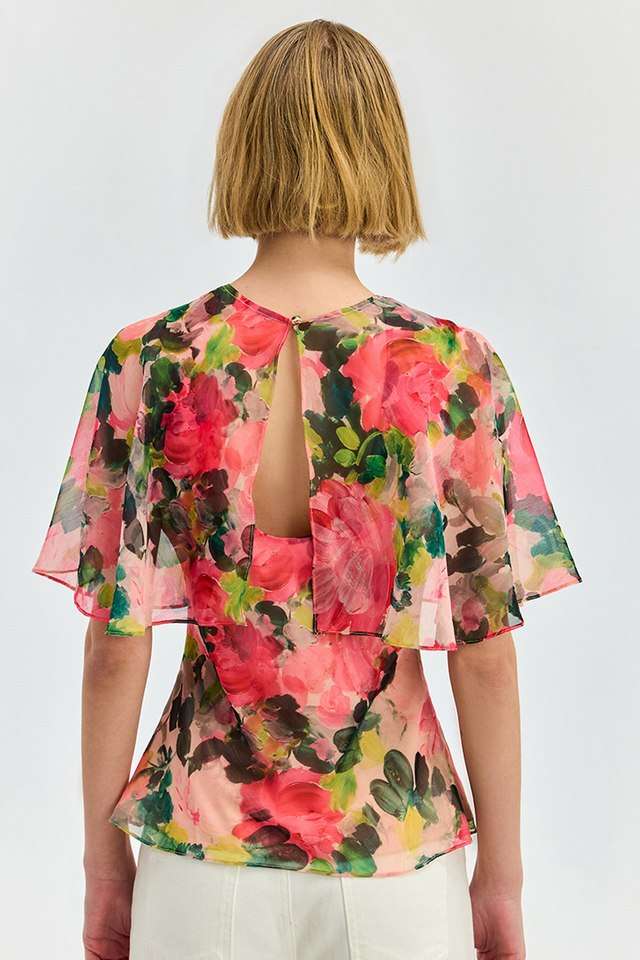 Floral-Polyester-Round-Neck-Women-s-Top