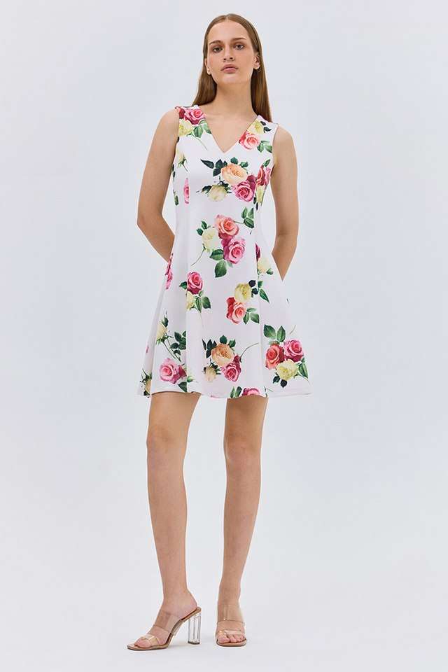 cover story Floral Round Neck Polyester Women Dress-picture-29