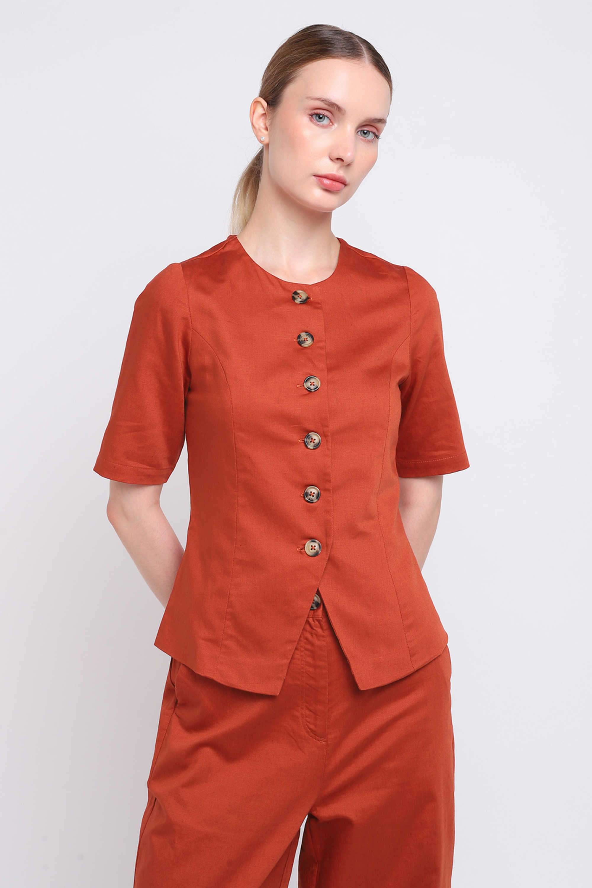 Solid-Blended-Fabric-Regular-Fit-Women-s-Top