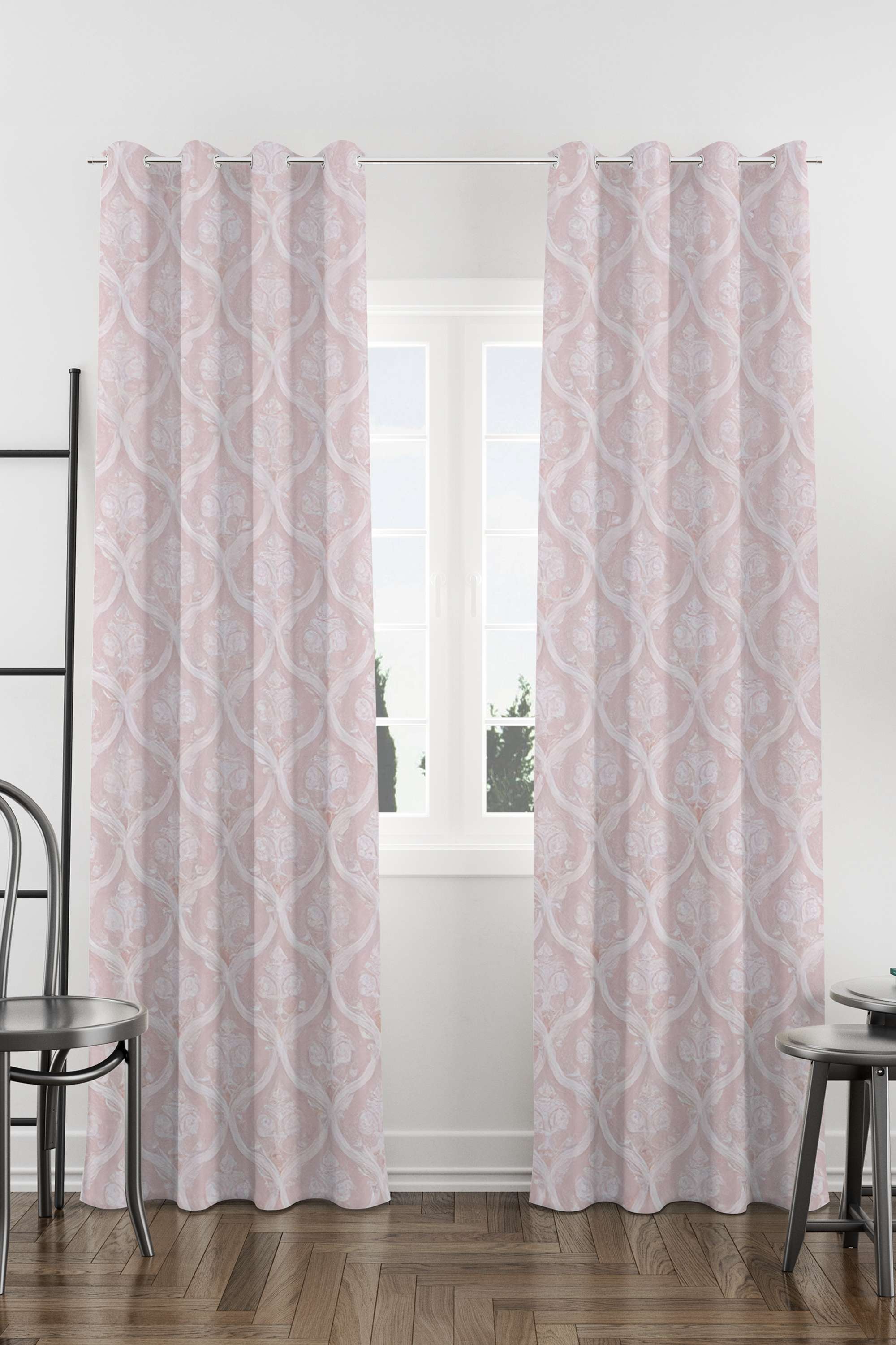 Adorne-Bo-Damask-Pink-XL-Door-Curtain-1.3-x-2.74M