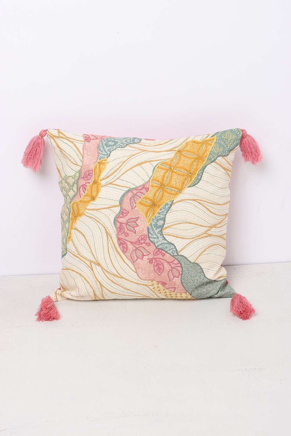 Gi-Indie-Patch-Bands-Cushion-Cover-Mlt-40X40Cm