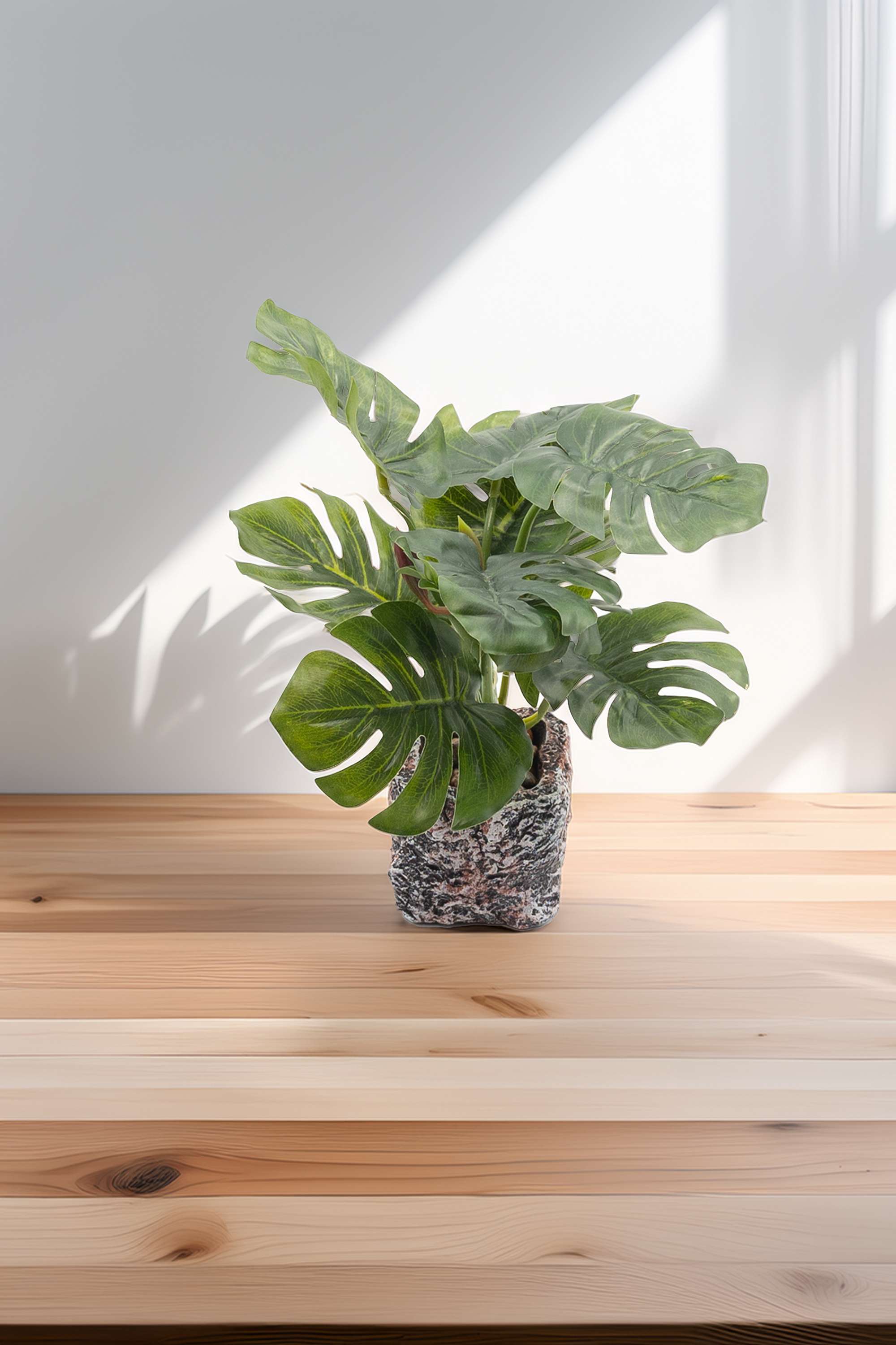 Everera-Rock-Textured-Ceramic-Potted-Plant-Green-28Cm