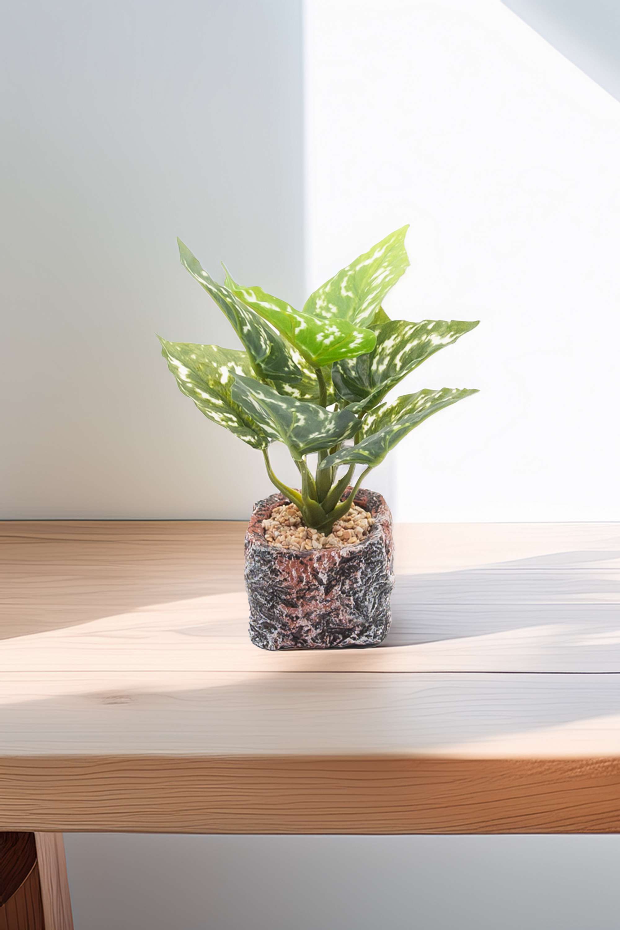 Everera-Rock-Textured-Ceramic-Potted-Plant-Green-28Cm