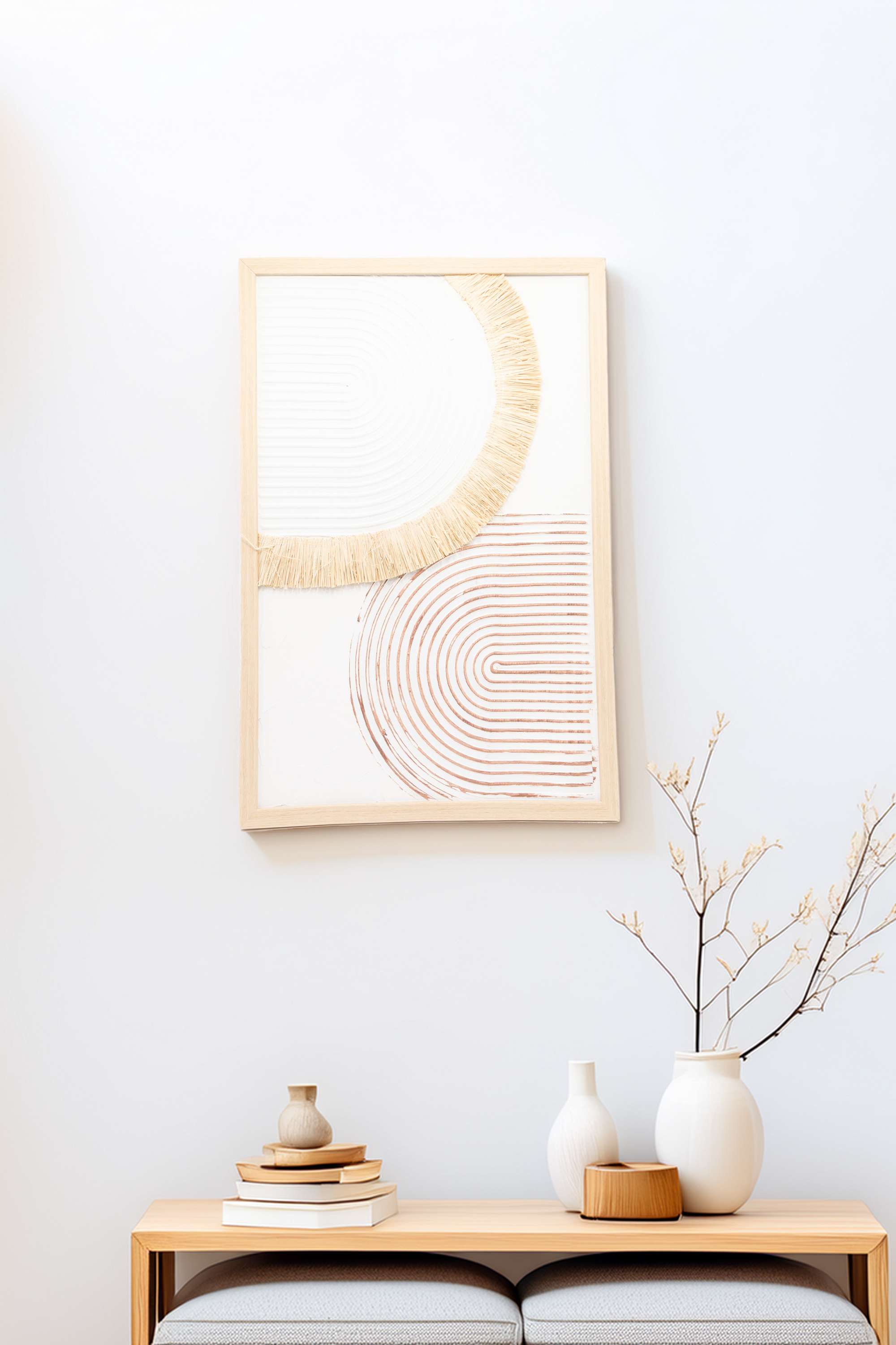 Edith-Arc-Geo-Canvas-Straw-Hand-Painting-Brown-42X62Cm