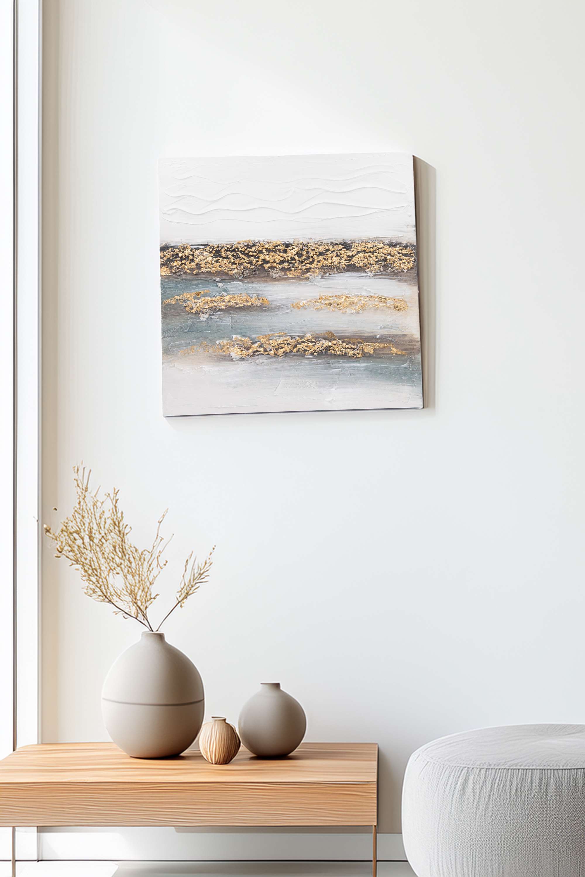 Edith-Sea-Shore-Canvas-Hand-Painting-Blue-40X40Cm