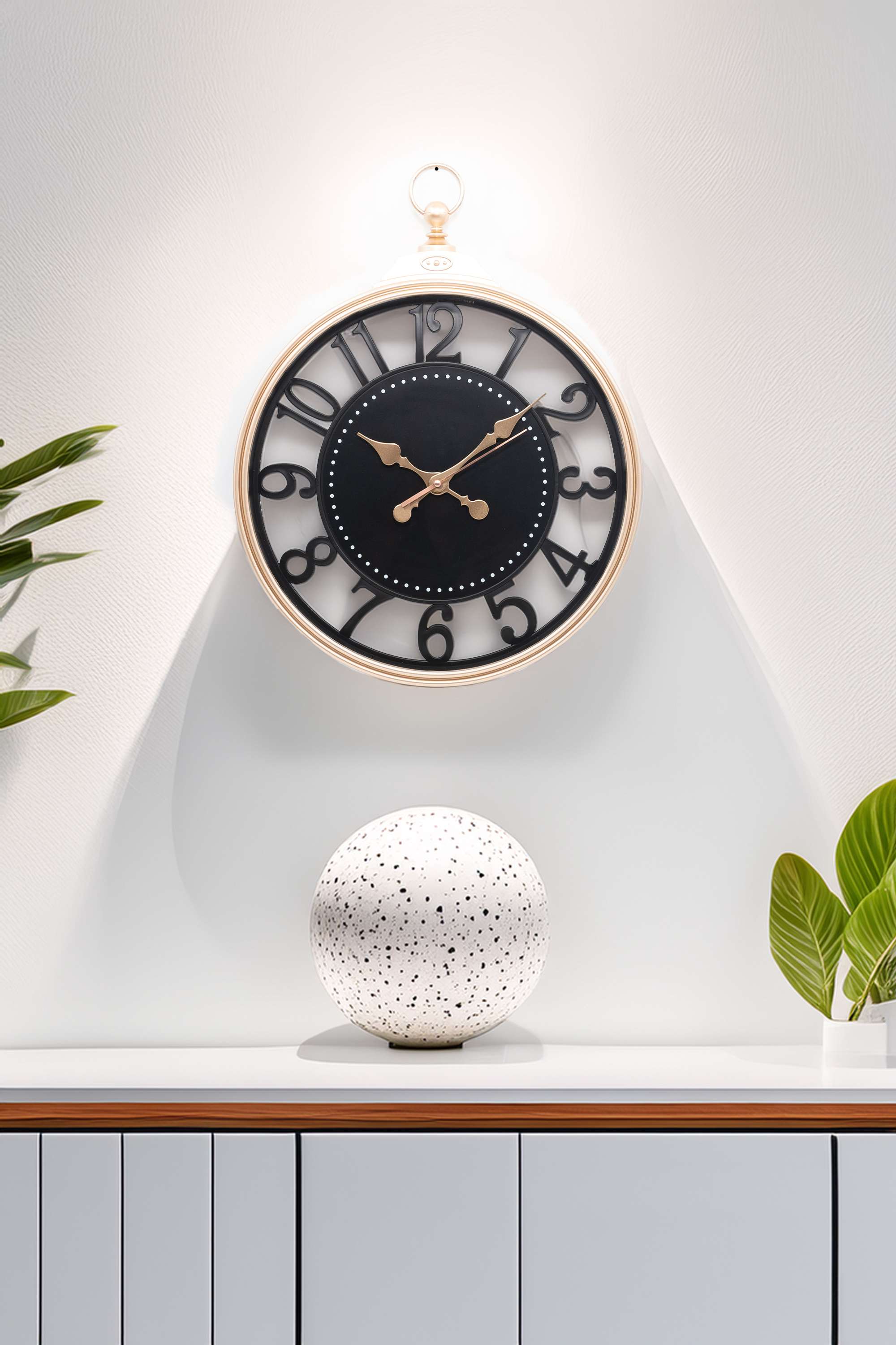 Kaizen-knob-plastic-wall-clock-black-50x50