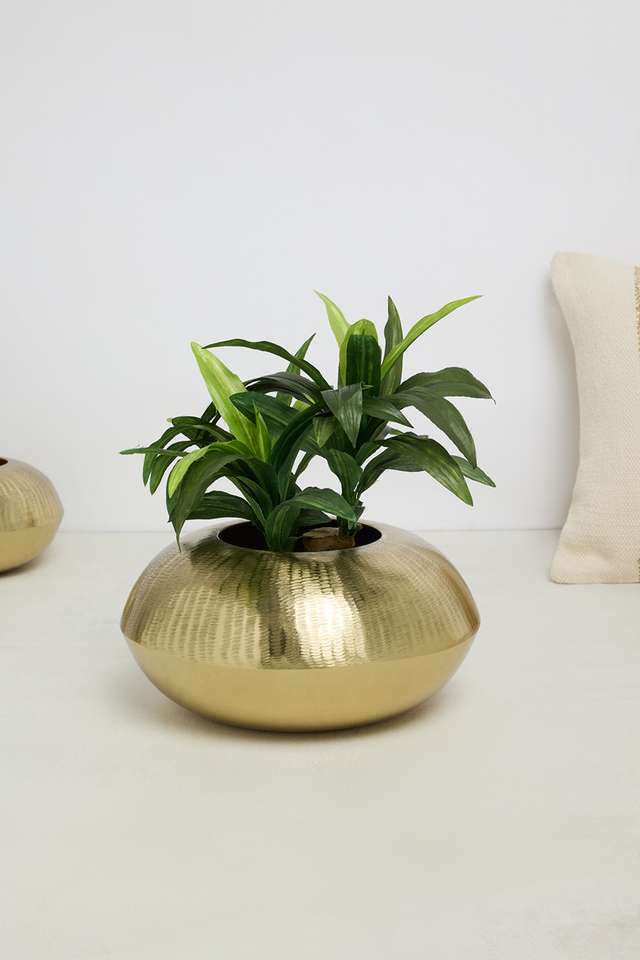 Treasures-Textured-Stout-Metal-Vase-Gold-12Cm