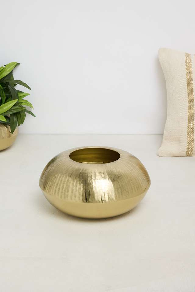 Treasures-Textured-Stout-Metal-Vase-Gold-12Cm