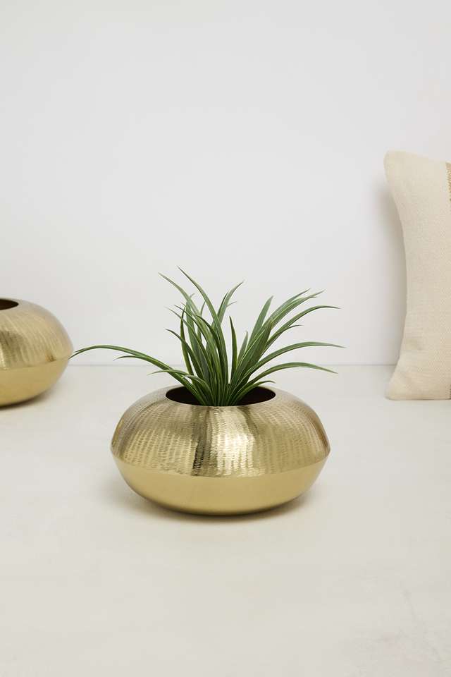 Treasures-Textured-Stout-Metal-Vase-Gold-10Cm