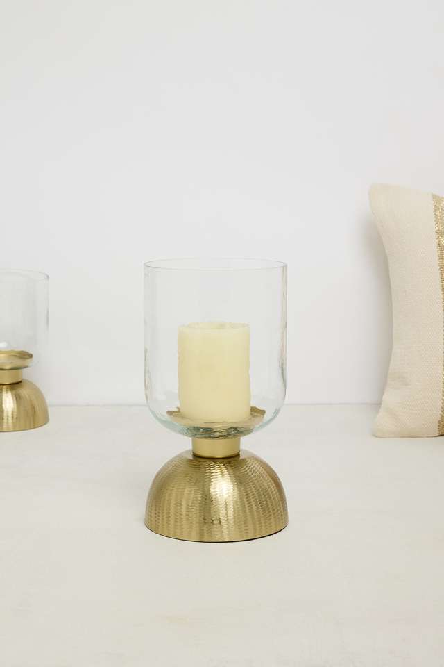Treasures-Rib-Glass-Hurricane-Gold-33-Cm