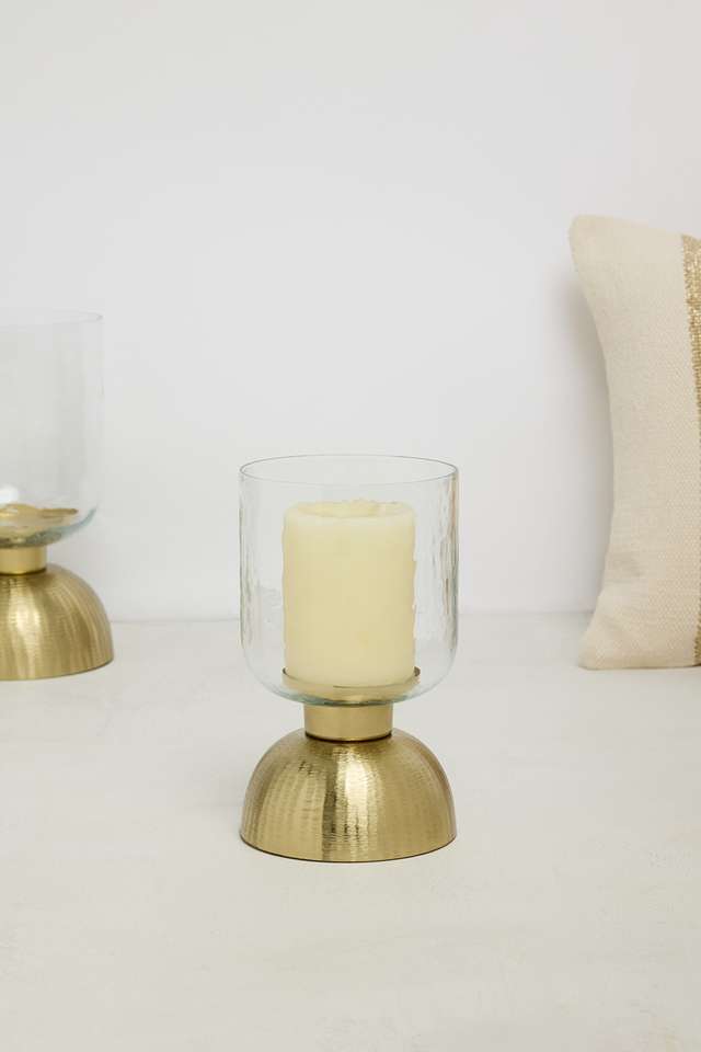 Treasures-Rib-Glass-Hurricane-Gold-30-Cm