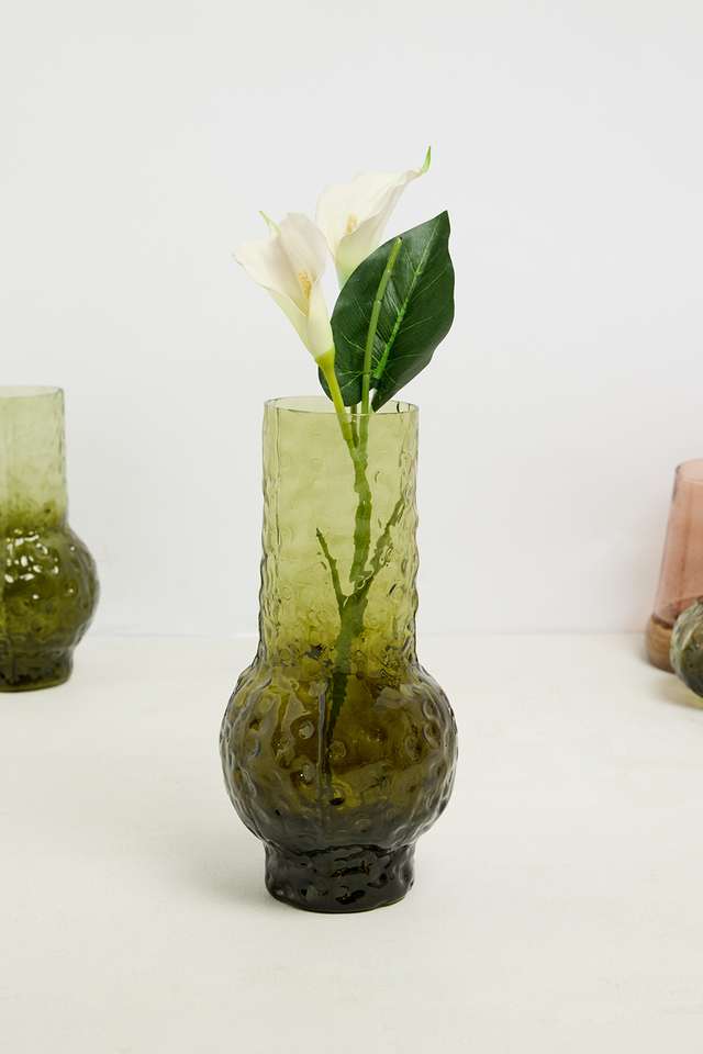 Urban-Oasis-Aria-Hammered-Glass-Vase-Green-30-Cm