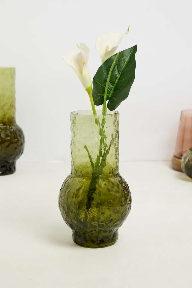 Urban-Oasis-Aria-Hammered-Glass-Vase-Green-24-Cm