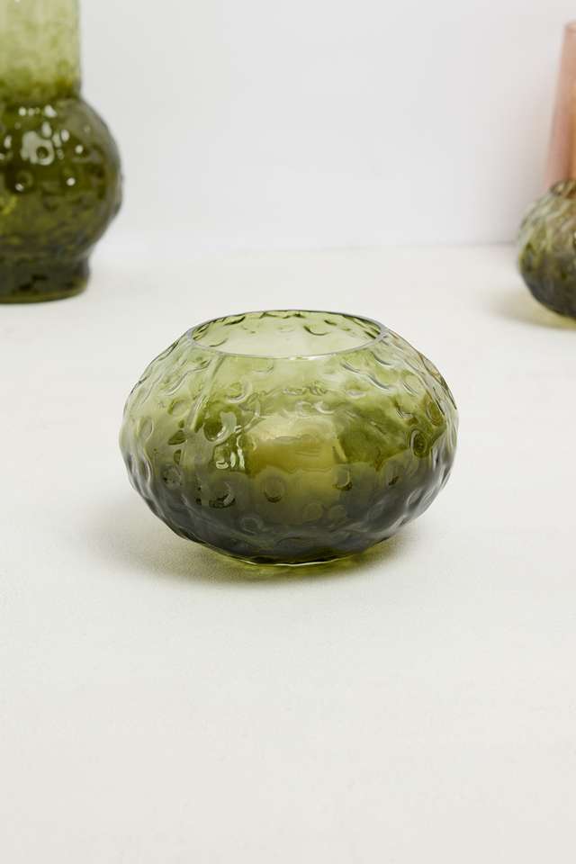 Urban-Oasis-Aria-Hammered-Glass-Candle-Holder-Green