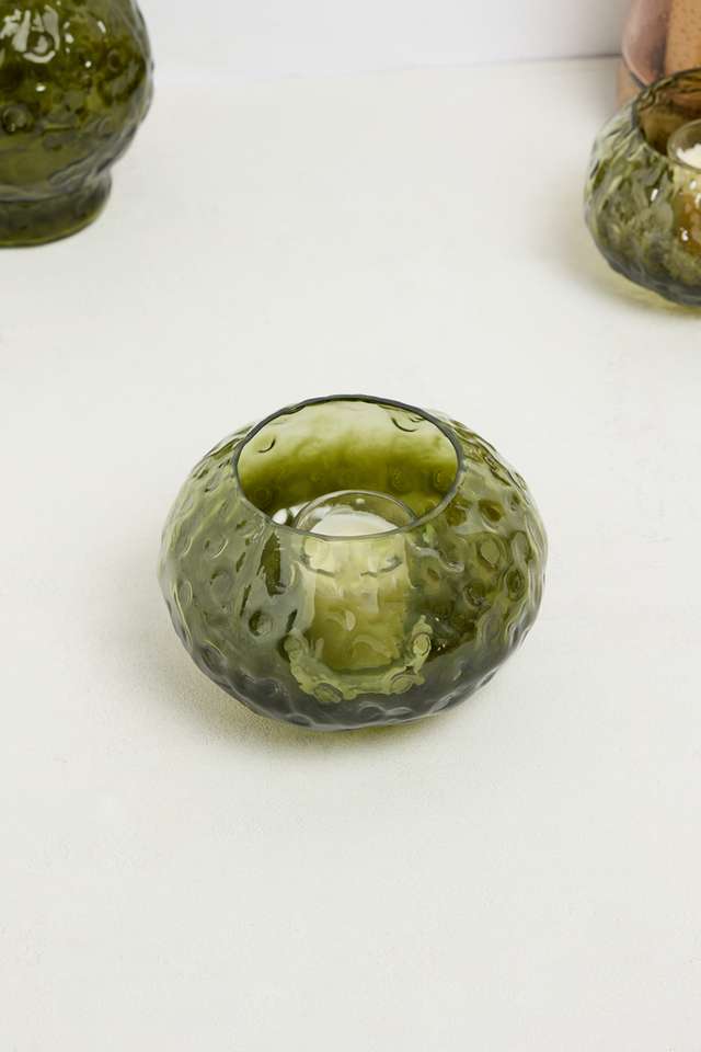 Urban-Oasis-Aria-Hammered-Glass-Candle-Holder-Green