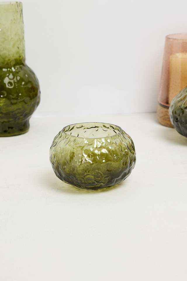 Urban-Oasis-Aria-Hammered-Glass-Candle-Holder-Green