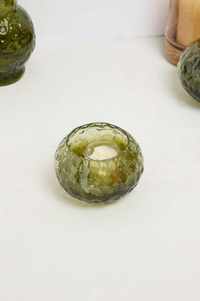 Urban-Oasis-Aria-Hammered-Glass-Candle-Holder-Green