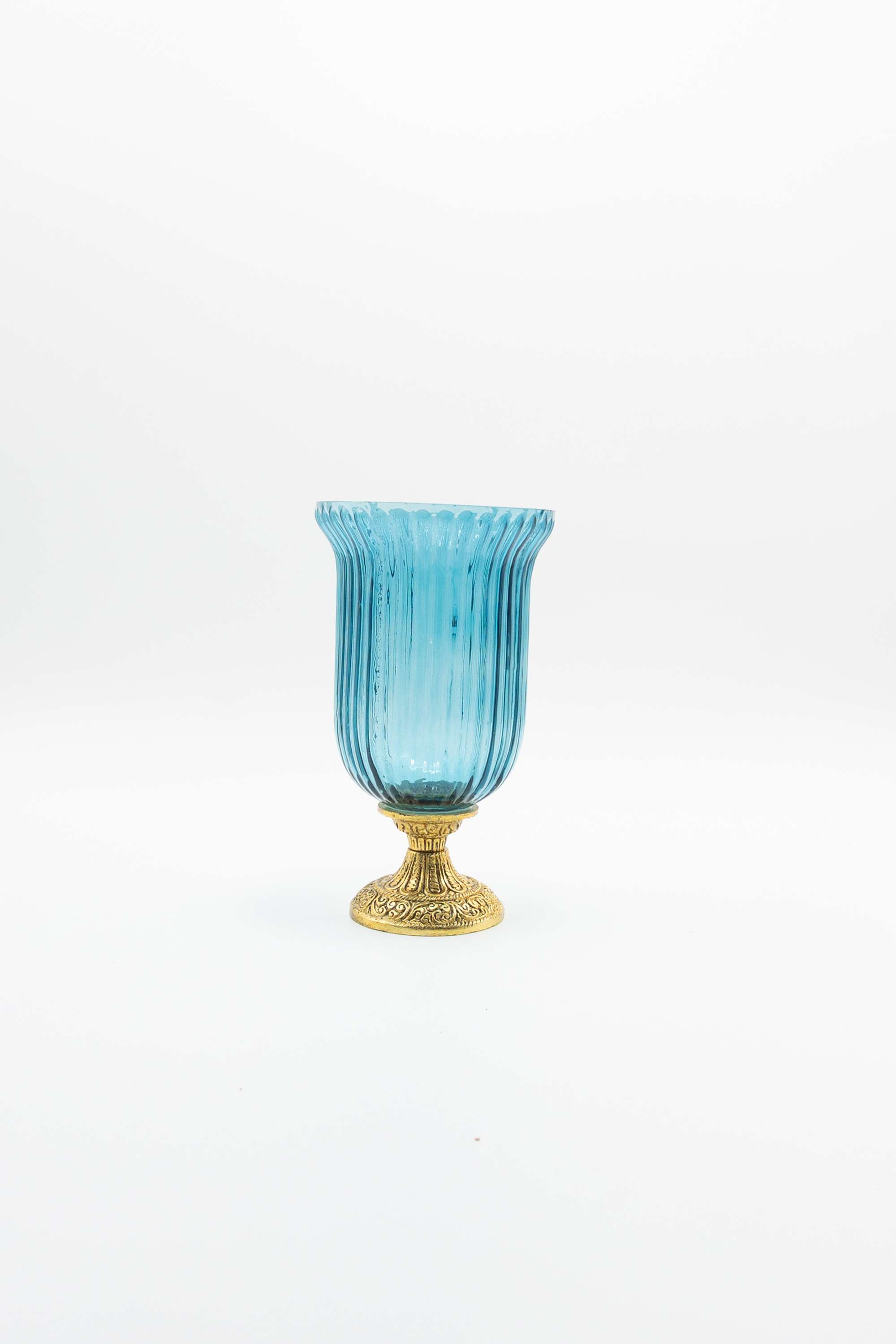 Global-Indian-Nora-Metal-Etched-Candle-Holder-Blue-20Cm