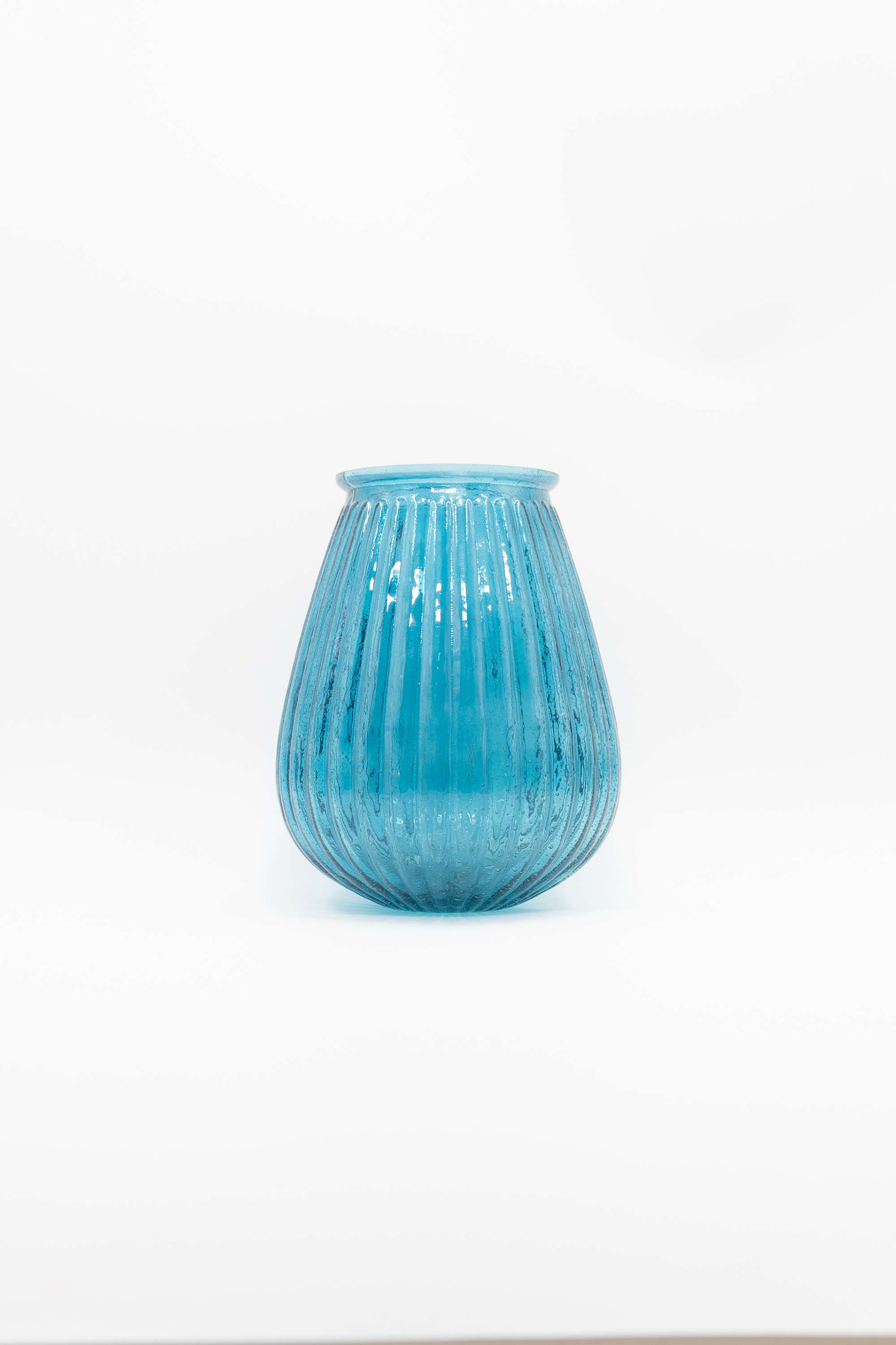 Global-Indian-Nora-Glass-Rib-Candle-Holder-Vase-Blue-25Cm