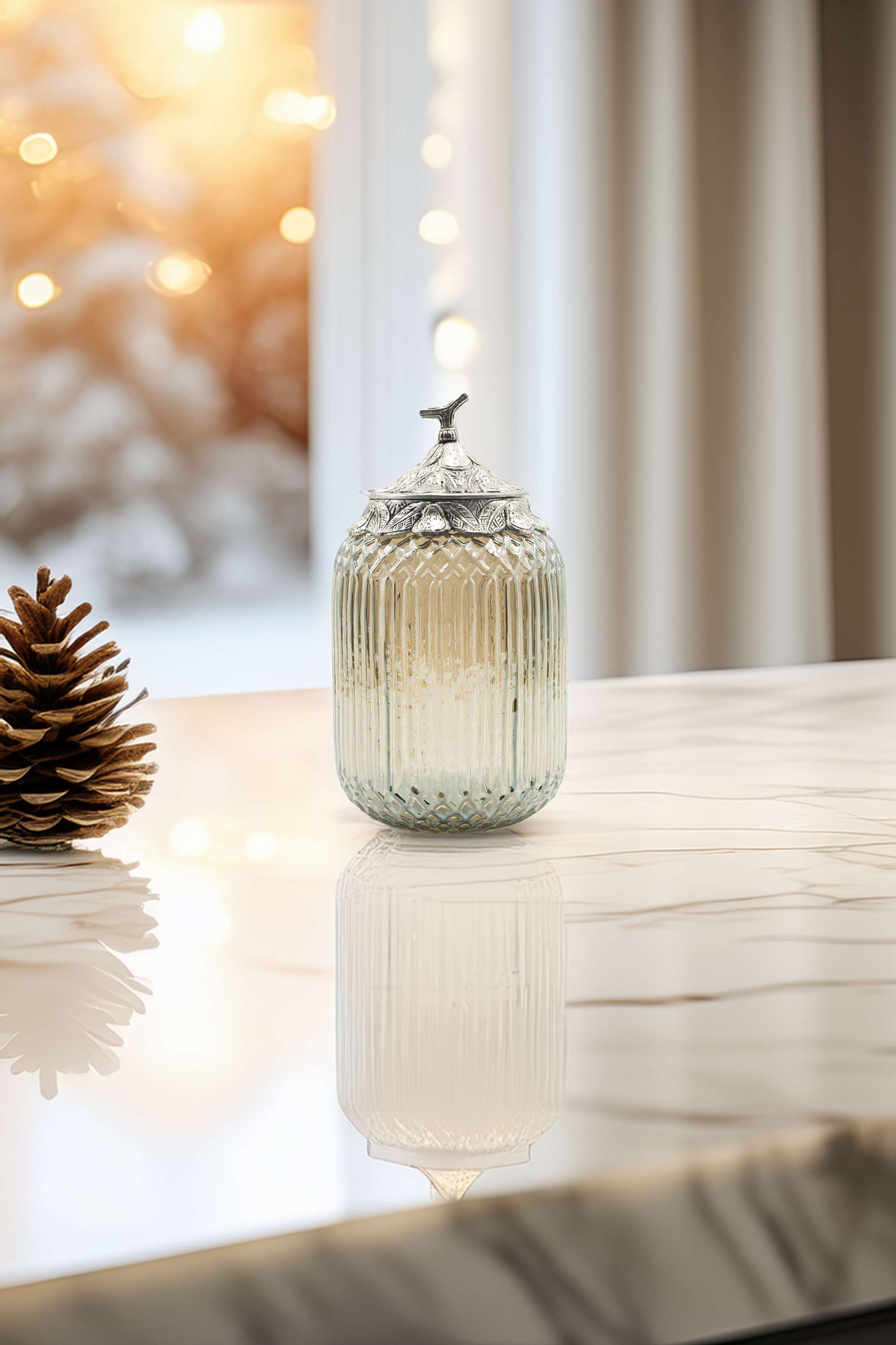 Global-Indian-Nora-Metal-Etch-Bowl-Lid-Lusture-25Cm