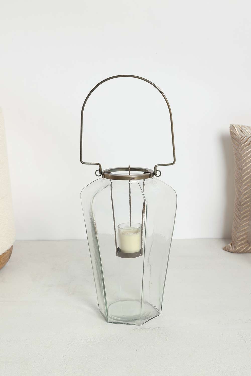 Global-Indian-Nora-Facetd-Glass-Brass-Metal-Lntrn-31-Cm