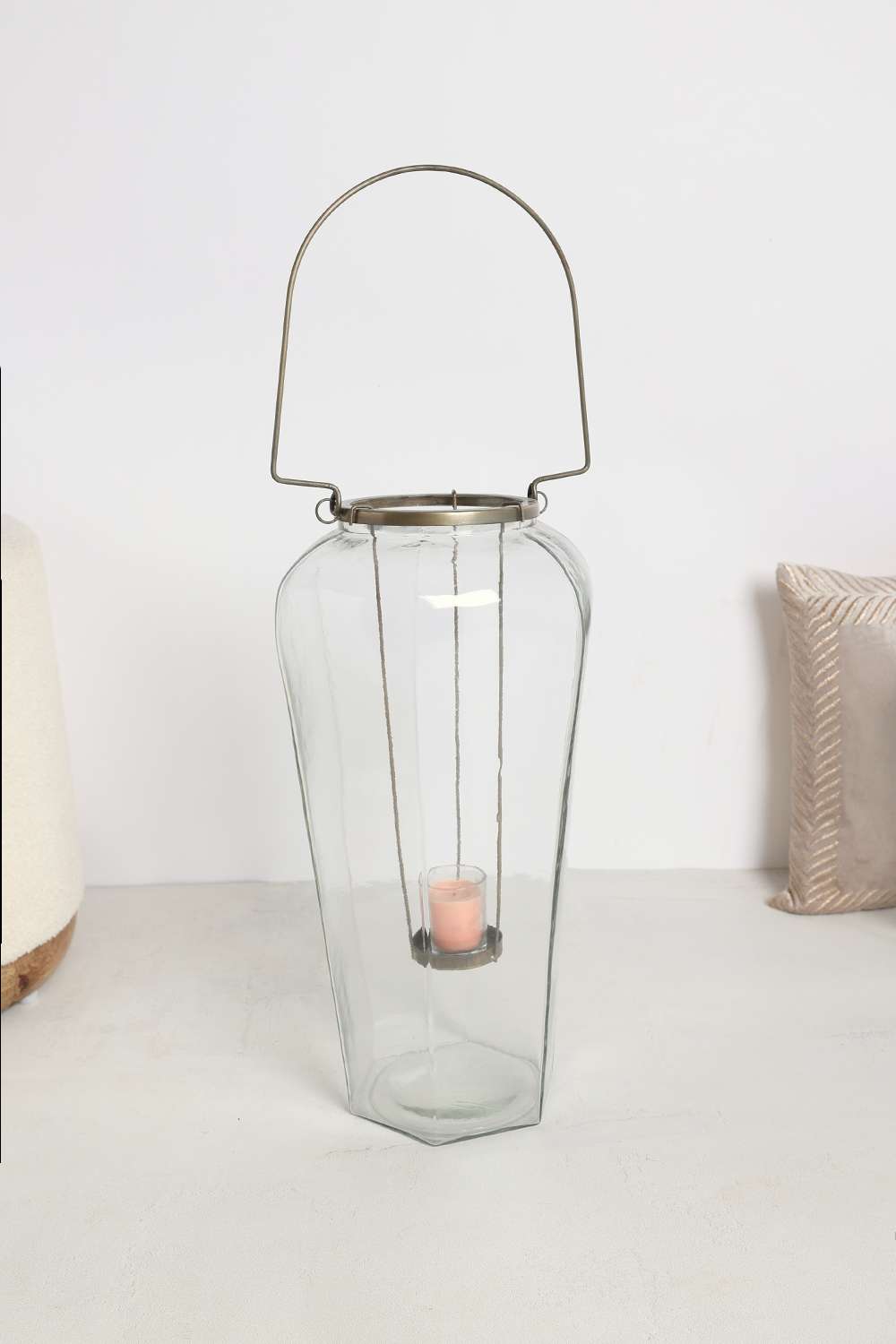 Global-Indian-Nora-Facetd-Glass-Brass-Metal-Lntrn-47-Cm