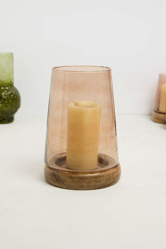 Urban-Oasis-Nora-Glass-Wooden-Base-Hurricane-Brown-26Cm