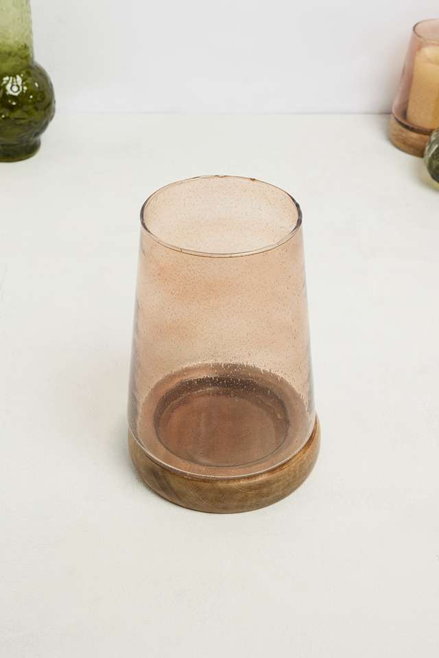 Urban-Oasis-Nora-Glass-Wooden-Base-Hurricane-Brown-26Cm