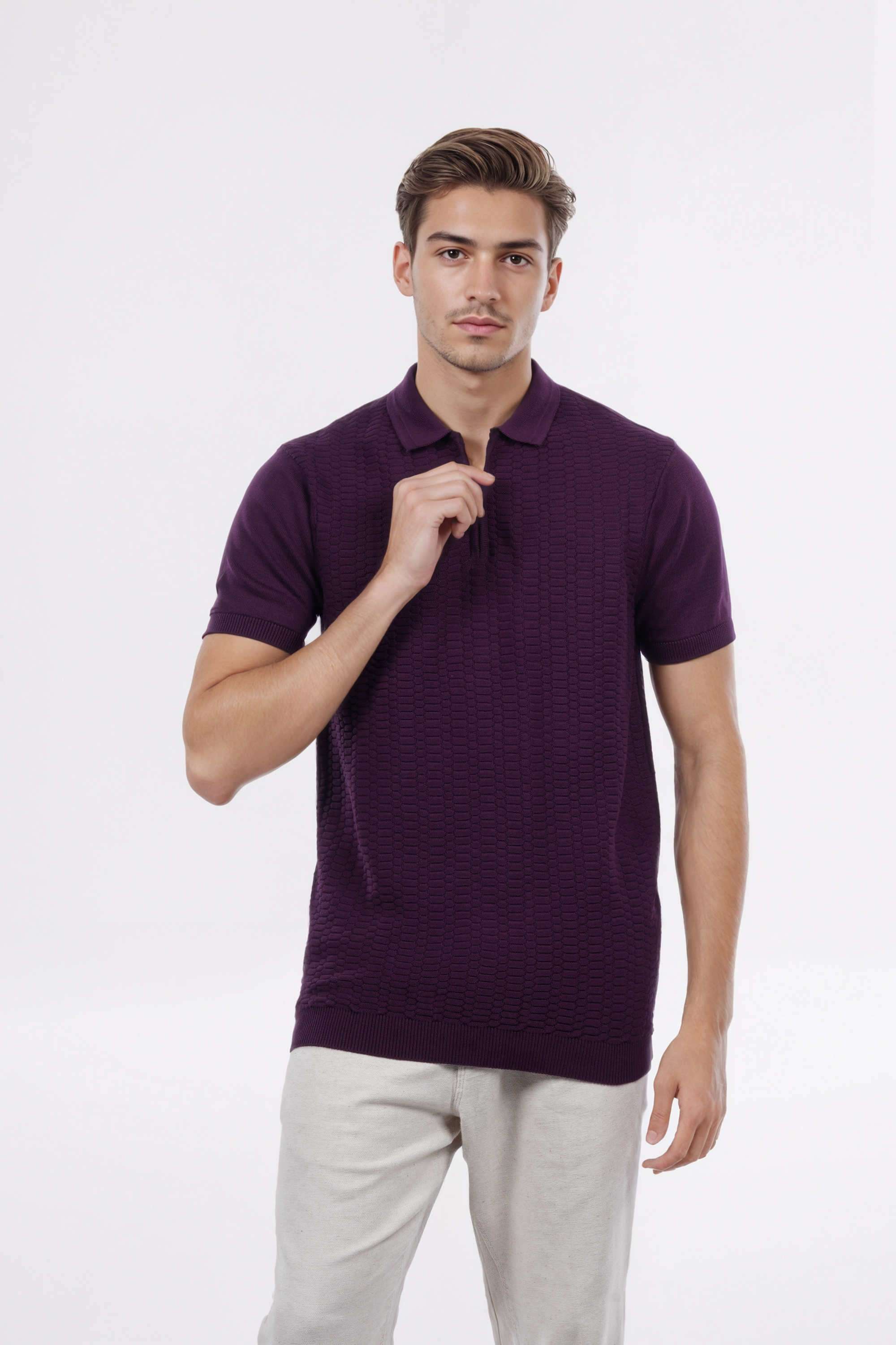 Solid-Cotton-Regular-Fit-Men-Polo-T-Shirt