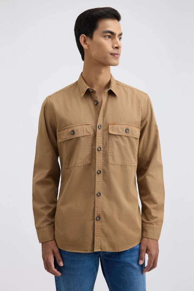 Solid-Cotton-Regular-Fit-Men-s-Casual-Wear-Shirt