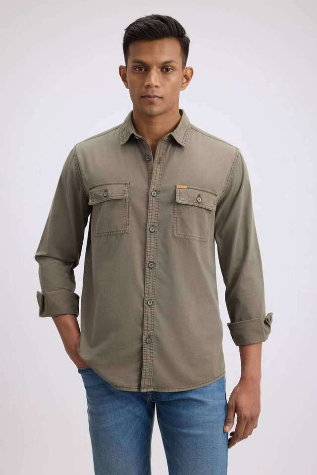 Solid-Cotton-Regular-Fit-Men-s-Casual-Wear-Shirt