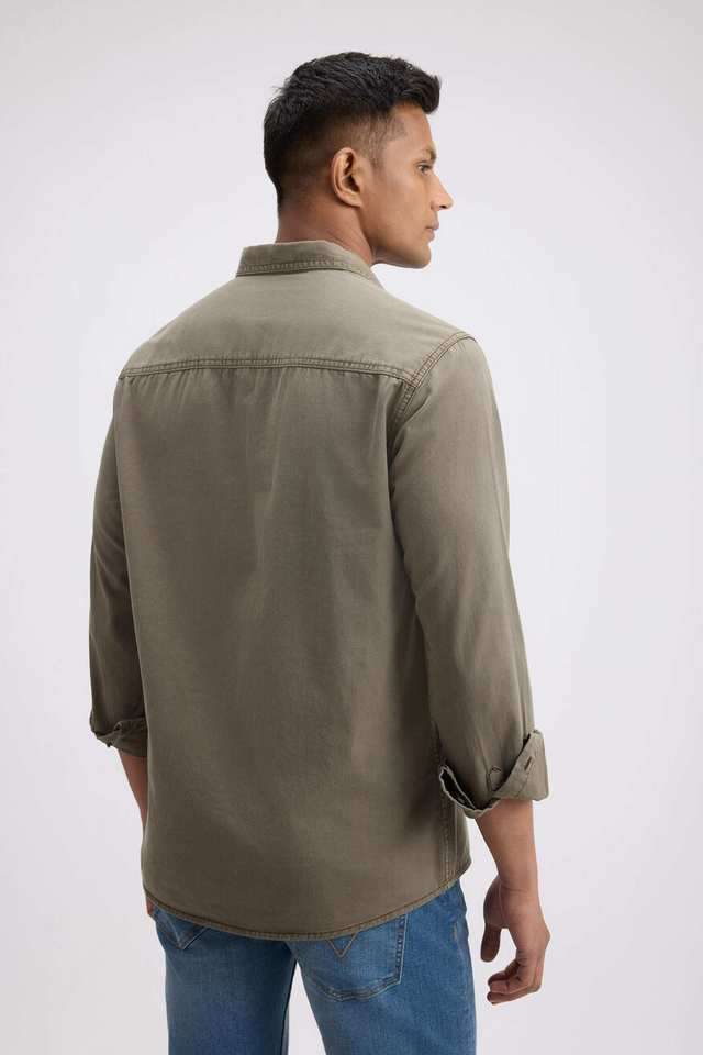 Solid-Cotton-Regular-Fit-Men-s-Casual-Wear-Shirt