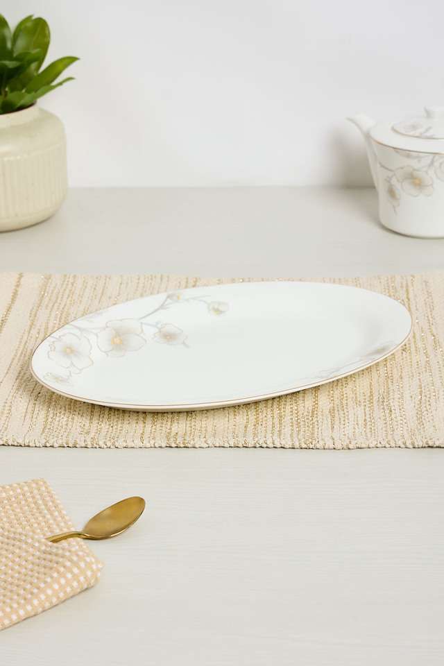 Po-Flora-Finebone-Wht-Oval-Platter-32-cm
