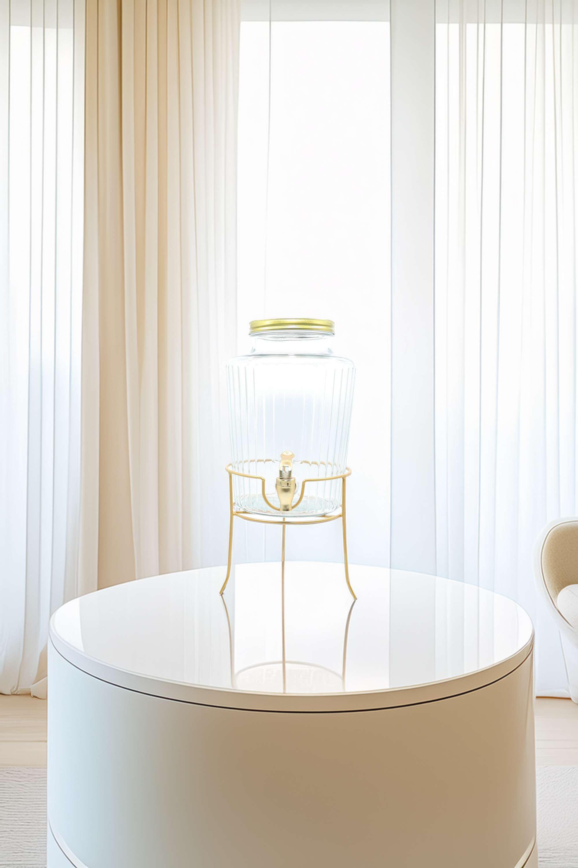 Essential-Fluted-Gls-Clr-Dispensr-W-Std-5.5L