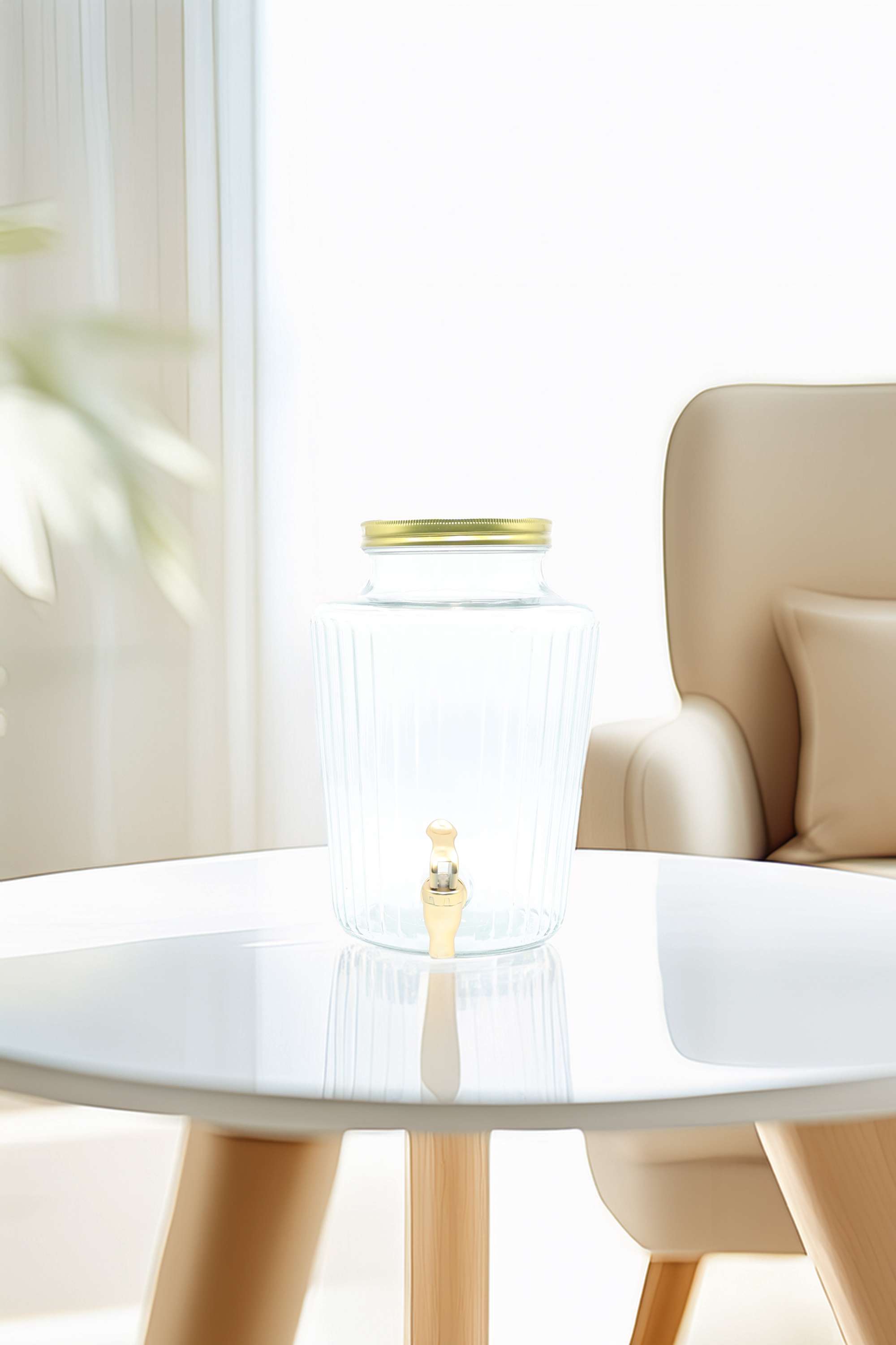 Essential-Fluted-Gls-Clr-Dispensr-W-Std-5.5L