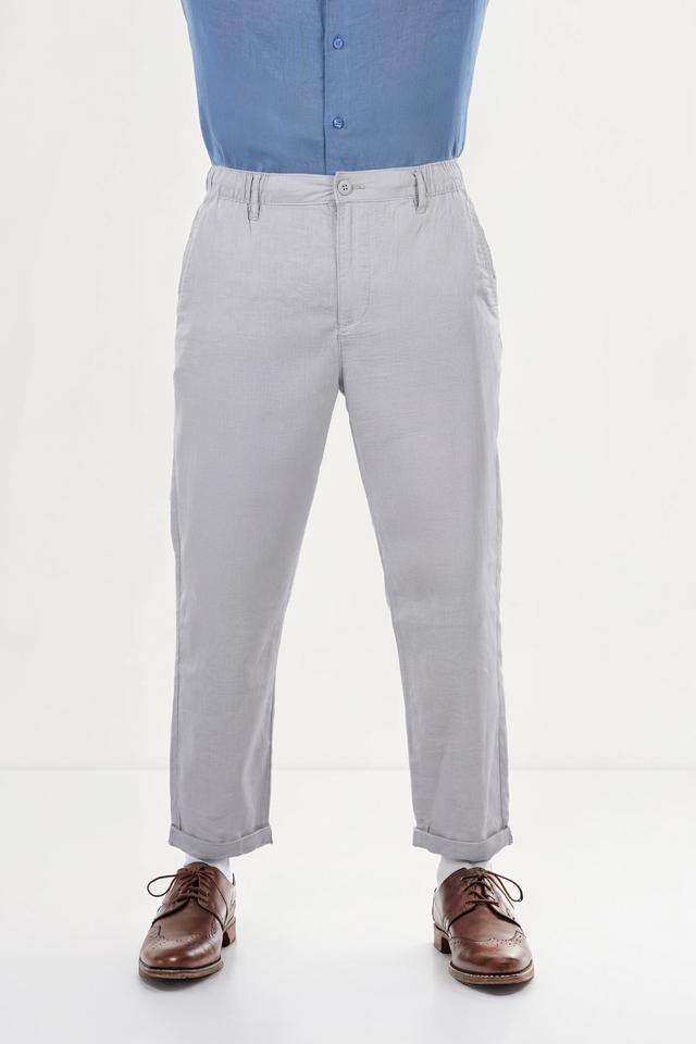 Solid-Linen-Blend-Straight-Fit-Men-s-Casual-Trousers