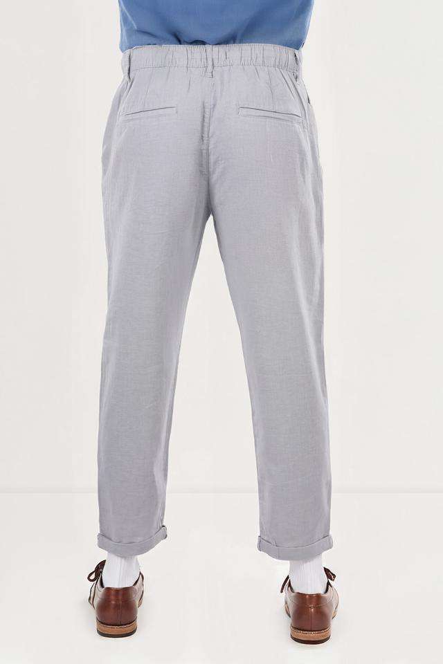 Solid-Linen-Blend-Straight-Fit-Men-s-Casual-Trousers