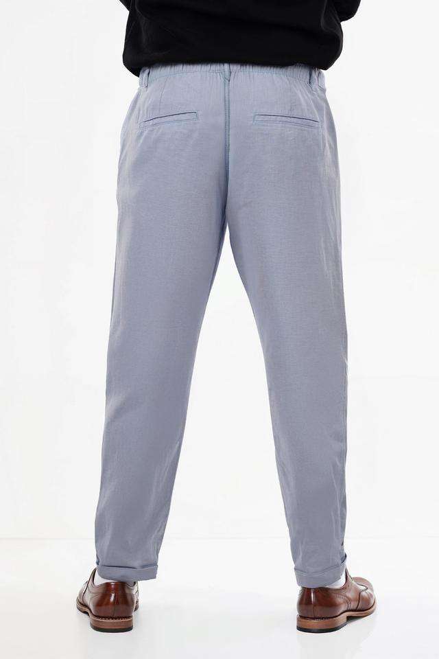 Solid-Linen-Blend-Straight-Fit-Men-s-Casual-Trousers