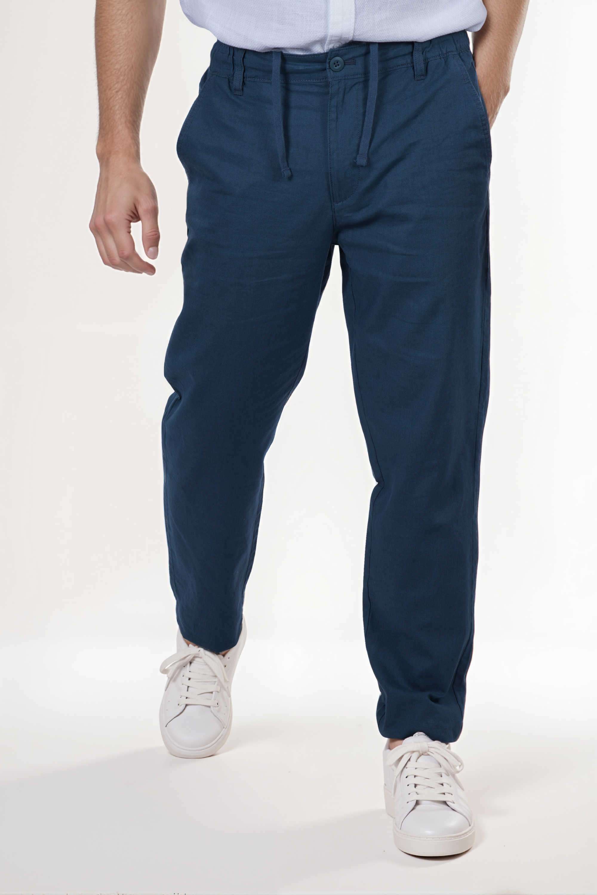 Solid-Linen-Straight-Fit-Men-s-Casual-Trousers