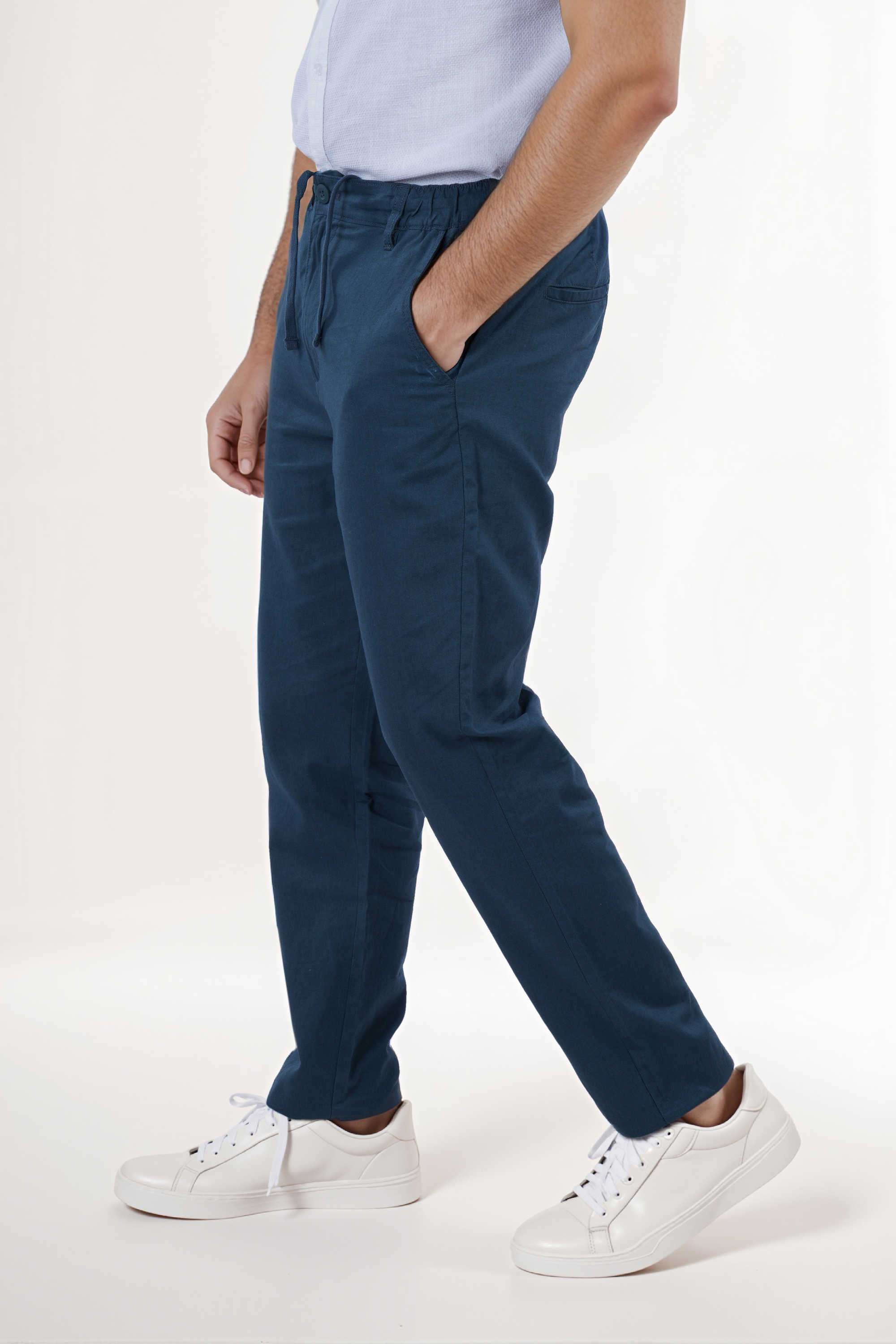 Solid-Linen-Straight-Fit-Men-Trousers